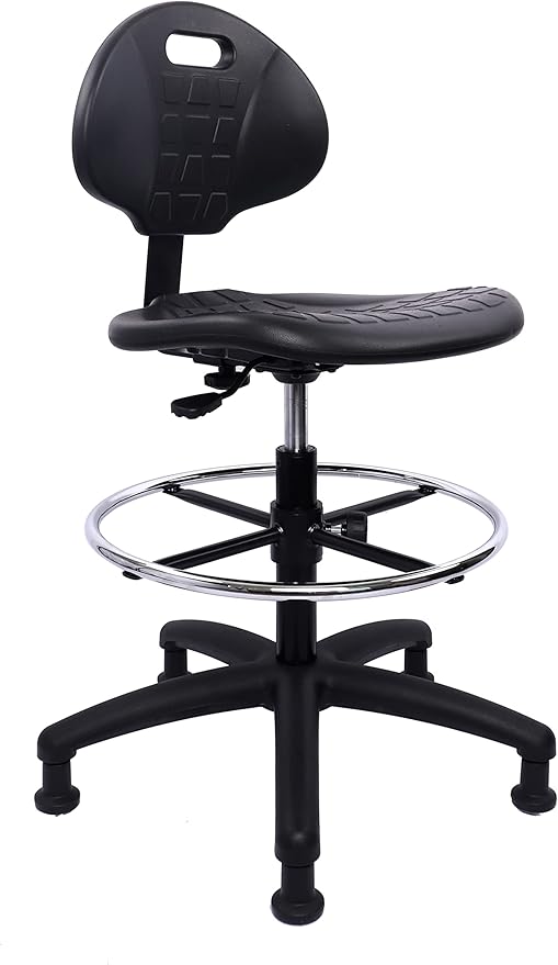 Chair Master (Tall Bench Stool, Glides Easy to Clean! Ergonomic Polyurethane Drafting Stool. Seat Height Range 23"-33". Heavy Duty Adj. Footring. for Home Office Lab Workstation