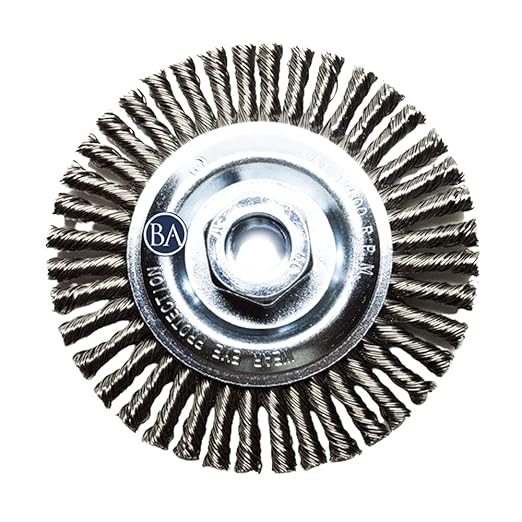 Benchmark Abrasives 4 1/2 Inch Stringer Bead Wire Wheel for Angle Grinder, Cleaning Narrow Holes, Derusting, Paint Removal, Deburring Grinding Wheels - Grinder Cutting Wheel - Carbon Steel