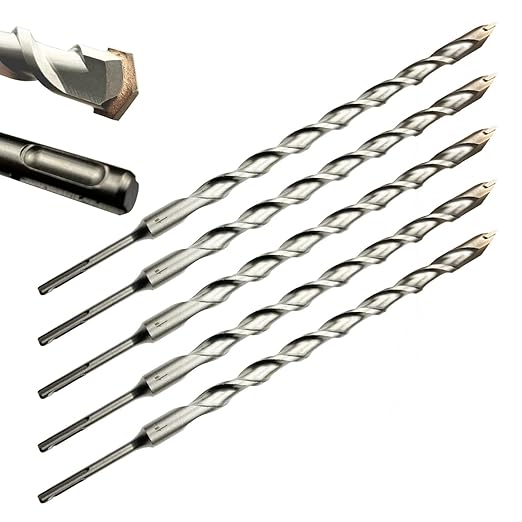 Direko 5-Piece 1 inch x 12 Inch SDS Plus Rotary Hammer Drill Bits Carbide Tipped Concert Drill Bits for Concrete, Brick, Cement Walls, Stone, Hammer Drill Bits for Concrete
