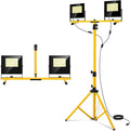 24000 Lumen Work Lights with Stand, Floodlight Works Light Adjustable 2 Head Tripod Work Light IP67 Waterproof Tripod Work Lights Stand