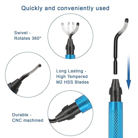 Deburring Tools Kit,Swivel Head Deburring Tool,Removing Burr for Metal Aluminum, Copper, Brass,PVC,Resin and Plastic Pipes,Tubes,with Extra 10 HSS Blades