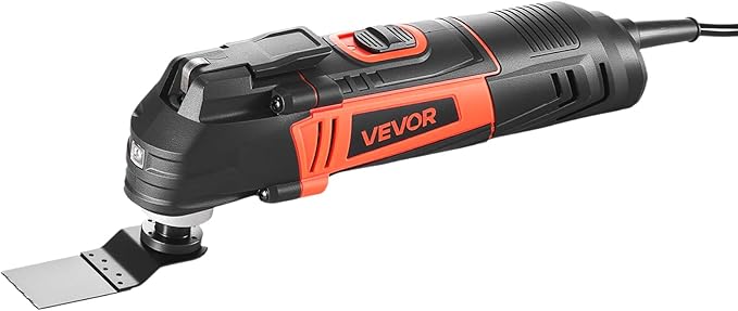VEVOR Multitool Oscillating Tool, 3Amps Corded Oscillating Multi Tool with 6 Variable Speeds 15000-22000 OPM, 3.2° Oscillating Angle, 13PCS Saw Accessories, LED Work Light & Tool Bag