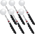 6 Pcs Extended Handle Telescopic Mirror Set - Car Inspection Mirror, 50mm Diameter, Round Handle, 360-Degree Rotation, Stainless Steel Universal Folding Telescopic Round Mirror (Black)