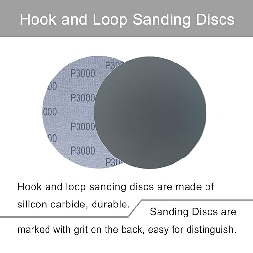 6 Inch 50 Pcs Wet Dry Sanding Discs Hook and Loop, 3000 Grit Sandpaper Automotive Wood Metal Polishing & Sanding, Silicon Carbide Sand Paper for Random Orbital Sander (Grit 3000)