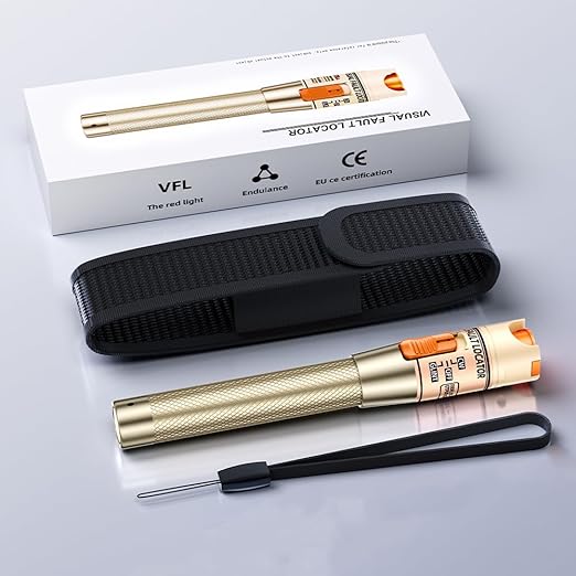 Visual Fault Locator, VFL Fiber Optic Tester Kit - Include Single Mode 9/125um FC Male to LC Female Adapter, Light Pen for Fiber Network Cable Test