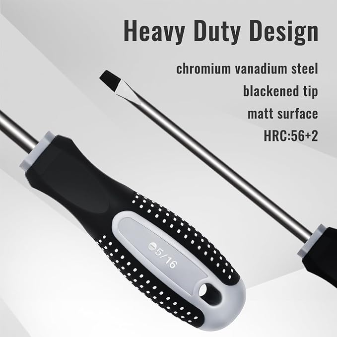 Flat Head Screwdriver Set (5 Pack in the Following Sizes - 1/16", 1/8", 3/16", 1/4", 5/16") Slotted Screwdrivers with Magnetic Tips & Soft Ergonomic Handle - Standard & Precision Flathead Screwdrivers