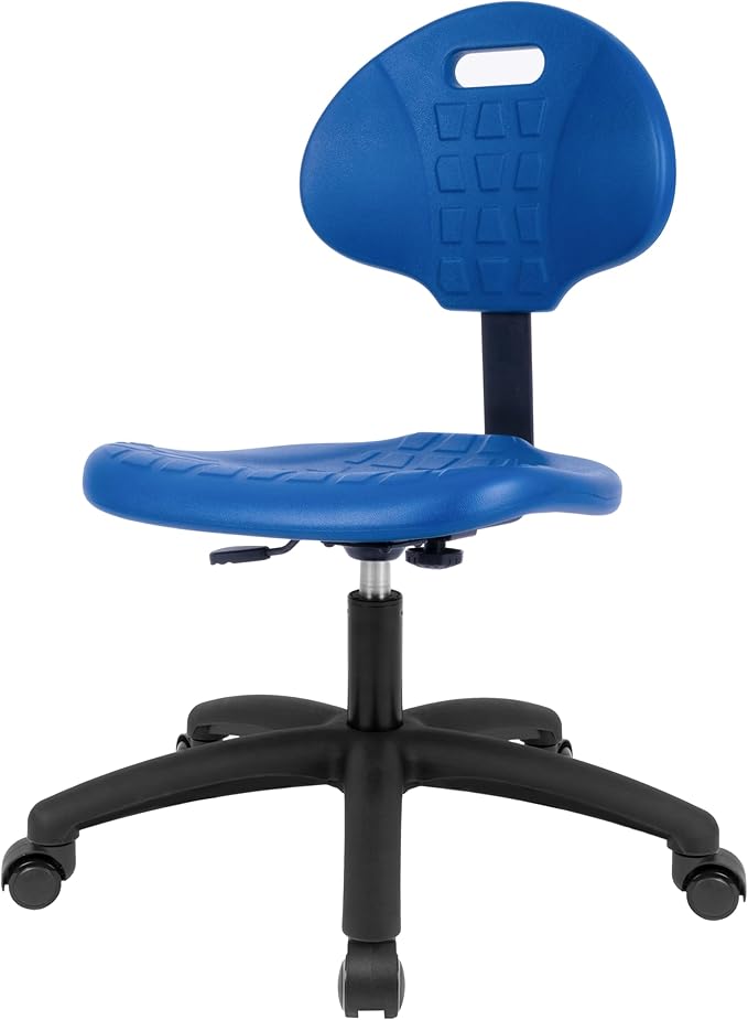 Chair Master Table Height Chair/Stool-Easy to Clean! Deluxe Ergonomic Polyurethane Chair. 5" of Height Adj (15.5"-20.5") 450 lb Capacity. Automotive, Lab, Garage, Home, Office (Self Braking, Blue)