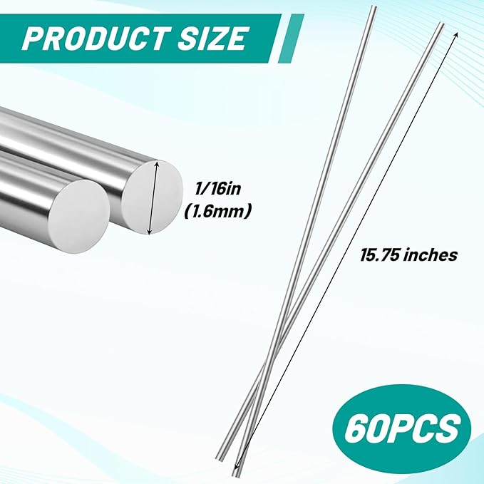 UNIFAMILY 60Pcs Aluminum Welding Rods ER4043 1/16" x 16", TIG Welding Rod, Low Temp Aluminum Rod, Low Splatter Corrosion Resistance Aluminum Welding Wire, Tig Filler accessories (60 pcs 1/16" x 16")