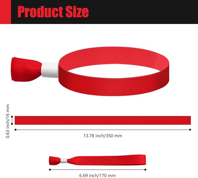100 Pcs Cloth Event Wristbands, Event Wristbands, Colored Wrist Bands for Events, for Lightweight Concert Wrist Strap for Activities, Party Bracelets for Events (Color : Red)