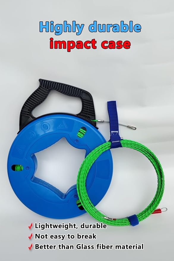 82FT Professional Flexible Wire Rodding Guide Kit for Electrical Wiring Installation with Storage Case【25M*4.5mm】