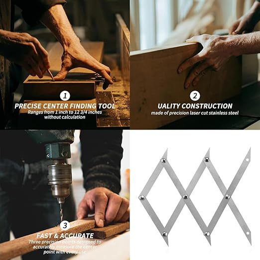 3 Point Center Finder for Precise Measurements Picket, Master Pro Woodworking Center Finder Marking Tool Center Finding Tool Wood Working Welding Center Point Finding