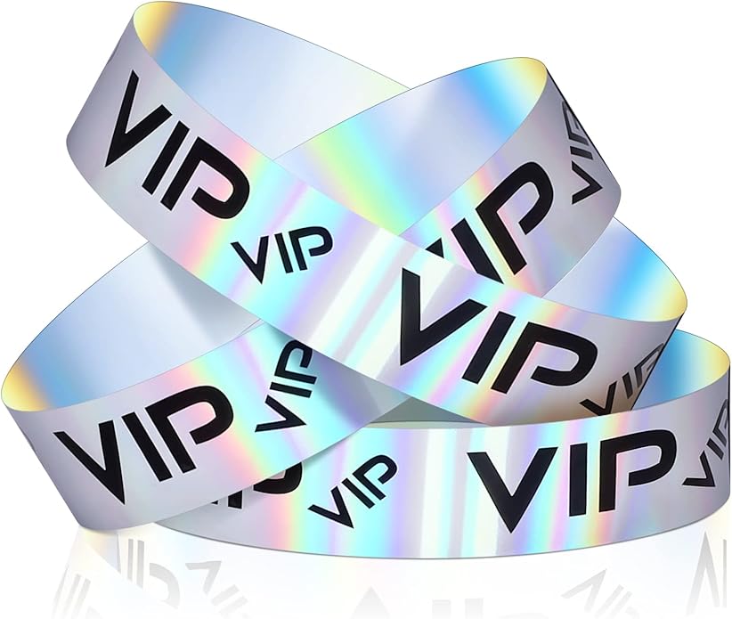 Teling 500 Pack VIP Plastic Wristbands Bracelets Party for Events VIP Custom Wristbands Plastic Bracelets Tear proof Waterproof Wrist Bands Arm Bands for Events Concerts