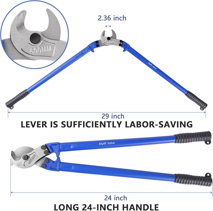 ZrgGea Cable Cutters 24 inch | Wire Snips Heavy Duty | Industrial-Grade Heavy-Duty Cable Cutter, Forged from T8 Alloy Steel, Hardness HRC56, Sharp Cutting. for Cutting Cables and Wire Ropes
