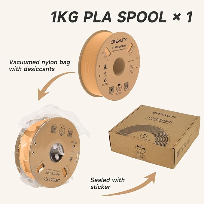 Official Creality Hyper PLA Filament 1.75mm, High Speed PLA 30-600mm/s 3D Printer Filament, Dimensional Accuracy +/-0.02mm, Fit Most FDM 3D Printers, 1KG(2.2lbs) Spool Peach Fuzz