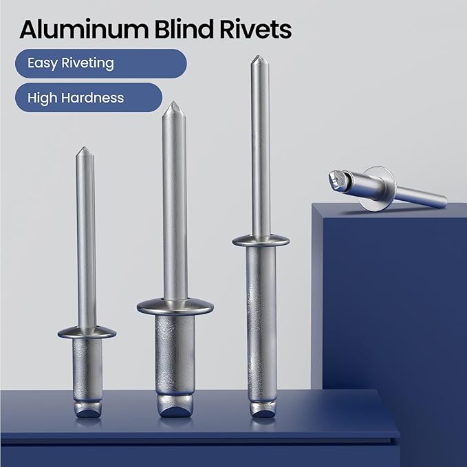 320pcs 1/8" x 1/2" Aluminum Blind Rivets, 3.2 x 12mm Pop Rivets,Rivets for Metal,Silver
