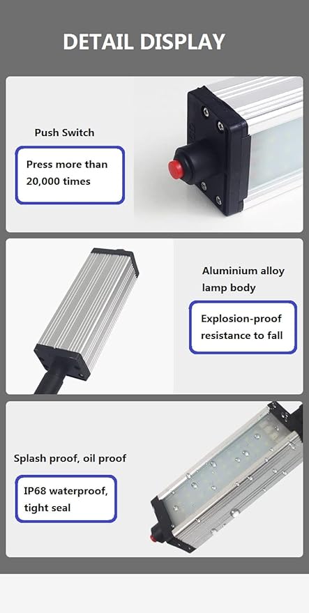 Aluminum Alloy Long Arm CNC Industrial Lighting LED Work Light 800 Lumens 24V LED Lathe Drilling Milling Machine Lights Explosion-Proof Waterproof Light Machine Repairing Lamp (8)