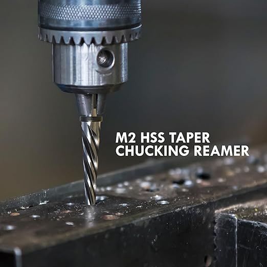 1/2" Bridge Construction Reamer, M2 HSS Taper Chucking Reamer Drill Bit with 5-Spiral Flutes Design for Steel, Alloy, Aluminum, Wood and Plastic