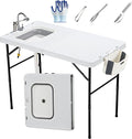 Dragosum 50" Folding Fish Cleaning Table with Foldable Sink, Outdoor Fillet Station Portable Camping Kitchen Station with Smaller Folding Volume, Larger Desktop, Fish Cleaning Kit