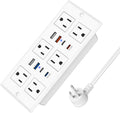 Recessed Power Strip with PD 30W Fast Charging, Conference Desk Flush Mount Outlets Plug in 6 Outlets & 8 USB Ports,3FT Cord Furniture Drawer Outlet White
