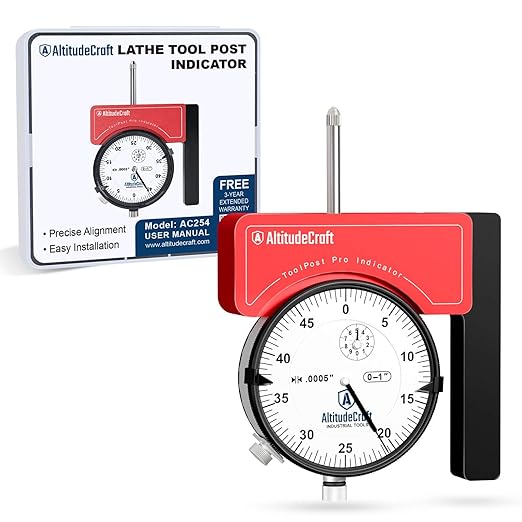 Precision Lathe Tool Post Indicator Holder, Dial Indicator (.0005"), CNC Machining Alignment Tool, for Quick Change Tool Post Systems