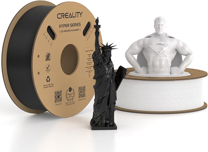 Creality Hyper PLA Filament 1.75mm Black & White 2KG, 30-600mm/s High Speed PLA 3D Printer Filament, 2 Pack 1kg Spool(2.2lbs) PLA, Dimensional Accuracy +/-0.02mm, Fit Most FDM 3D Printer