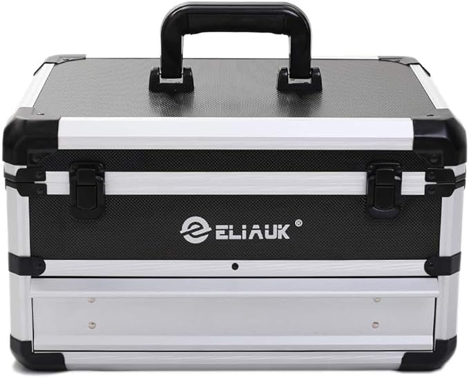 ELIAUK Tool Box Hard Case Tool Organizer Storage Cabinet Carry Case Tool box with Drawers(Silver)