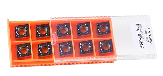 Accusize Industrial Tools Carbide Inserts Cvd Coating Ccmt 432 Black/Yellow, 10 Pcs/Package, 2200-1020x10