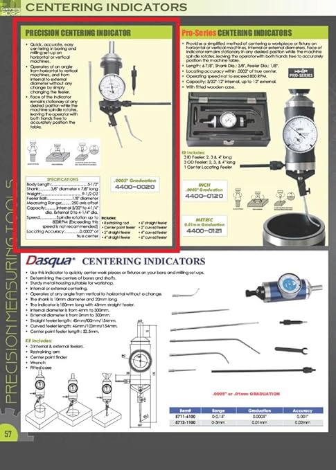 HHIP 4400-0020 Precision Centering Indicator, 250 Axis Offset Measuring Range
