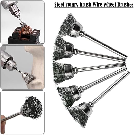 Rocaris Wire Buffing Wheel Brush Set, Wire Brush Set 1/8" Shank for Rotary Tools Accessories Polish Clean Tools, 120 Pack