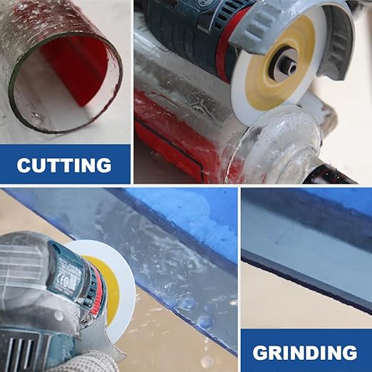 HIGHDRIL Diamond Glass Blade 3" 75mm x Arbor 3/8" 10mm - 4pcs Angle Grinder Cutting Disc for Cutting Glass Marble Tile Jade Crystal Wine Bottle
