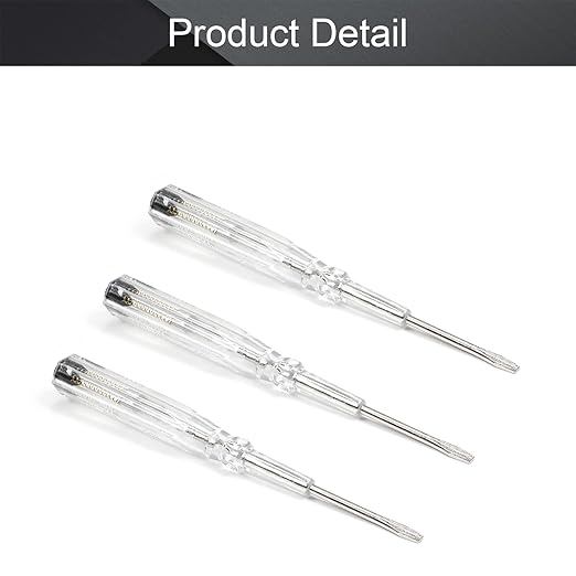 Fielect 20pcs Voltage Tester Voltage Detector Pen Circuit Tester Tool Steel Batch Slotted Test Pencil JRDB-865 AC/DC 100-500V Clear