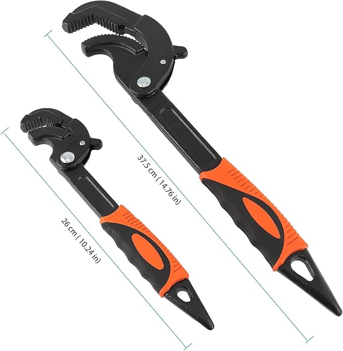 HOIGON 4 PCS 0.6''-2.4'' Multifunction Adjustable Wrenches, Self Adjusting Spanner, Quick Power Grip Pipe Wrench Set, 10 Inches 15 Inch