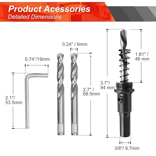 2-3/4 Inch Hole Saw with 3/8" Triangle Shank Quick Change Arbor, JTemgle Bi-Metal Hole Saw Heavy Duty Hole Cutting Tool for Cornhole Boards, Recessed Lights, Wood, Plastic, Drywall & Soft Metal