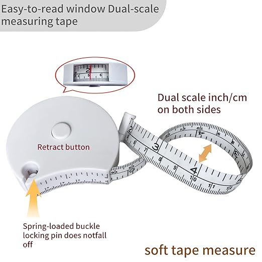 Tape Measure Measuring Tape for Body Measurements Body Fat Measurement Device & Medical Tape Measure - Retractable Fabric Ruler 60" for Sewing Tailor Craft Fitness Clothing Nursing & Home Use