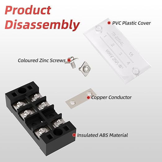 APIELE 15A Screw Terminal Block 8 Position Dual Row Covered 8 Position Pre-Insulated Terminal Barrier Strips (15A 6PCS 8P+6PCS Wiring Strips)