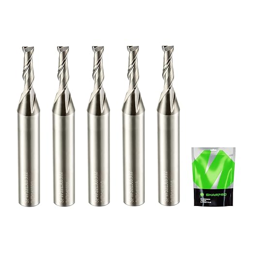 Upcut Spiral Router Bit Set 1/4 Inch Shank 1/8 Inch Cutting Dia. CNC Up Cut Router Bit Solid Carbide, Ideal for Wood Cutting, Slot Mortise, Engraving (5PCS)