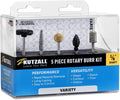 Kutzall 5-Piece Rotary Burr Kit - 1⁄8" Shaft, Variety Grit - Wood Carving Bits for Dremel, Foredom, Ryobi, DeWalt, Milwaukee Tools - Structured Tungsten Carbide