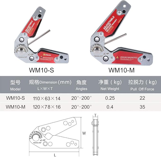 LISHUAI New Adjustable Angle(20°~200°) Welding Magnet,Magnetic Welding Holder,Welder Tool Accessories (Medium)