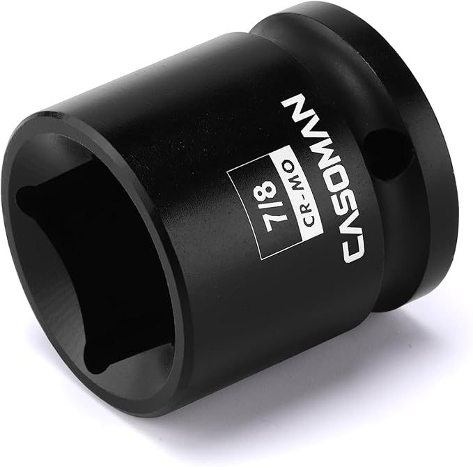 CASOMAN 1/2-Inch Drive 7/8-Inch Square Impact Socket, 4-Point, SAE, CR-MO