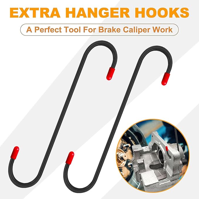 Brake Tools, Brake Caliper Tool, 4 in 1 Universal Disc Brake Caliper Compression Tool, Caliper Piston Compressor Tool with 2 Brake Caliper Hooks, Brake Caliper Press for Car Brake Repair Installation