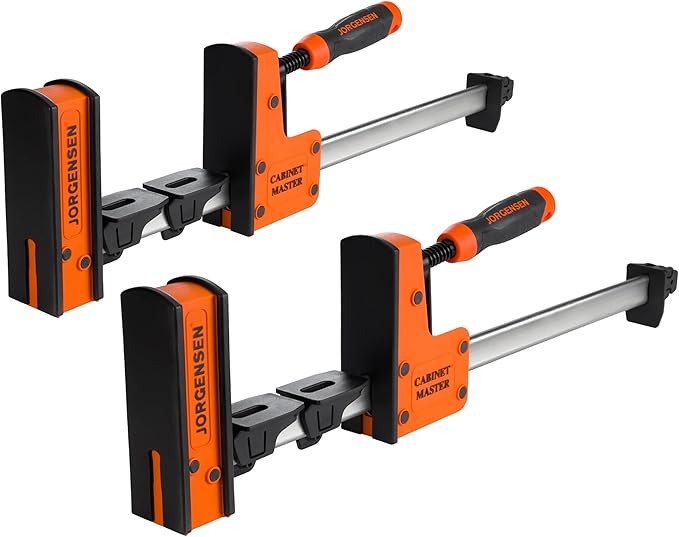 JORGENSEN 18-Inch Parallel Bar Clamp, Heavy-Duty Cabinet Master Clamp for Woodworking Glue-Up, 2200 lbs Force, Quick Release, Spreader Function, 2-Pack