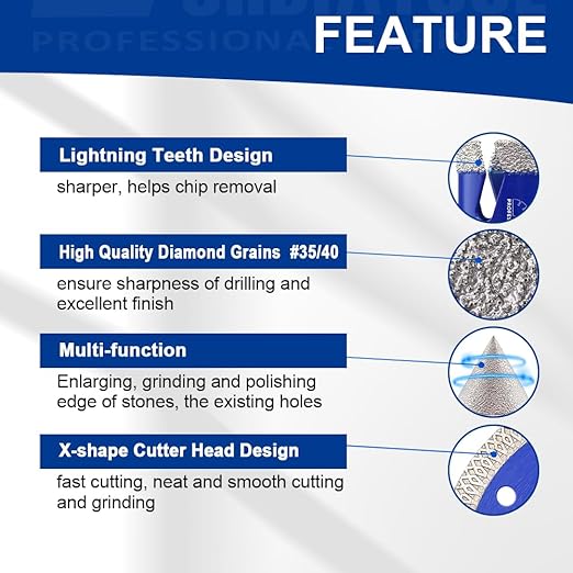 SHDIATOOL Diamond Tile Drill Bits Kit 10pcs, Porcelain Hole Saw Sets, Core Bits Cutter for Drilling Ceramic Marble Granite (20/25/35/50/75/100/2"/SDS/HEX/4.5”)