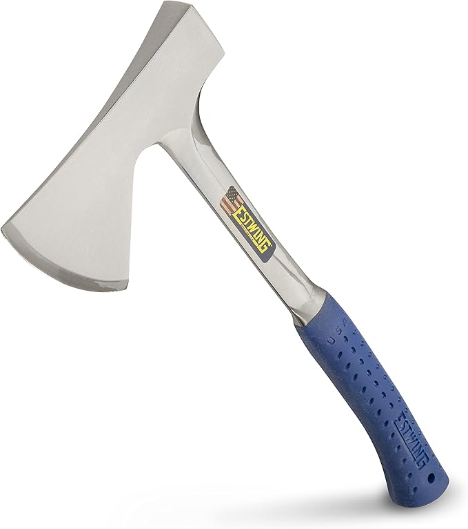 ESTWING Camper's Axe - 16" Hatchet with Forged Steel Construction & Shock Reduction Grip - E44A