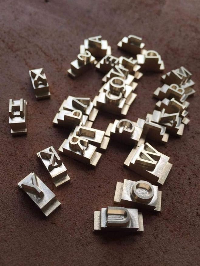 26 Interchangeable Alphabet & Number Mold Set with T-Slot Holder | Custom Brass Engraving Tools for Leather, Wood, Hot Foil Machines | DIY Symbol Dies, Stamping Imprint Templates (Set B)