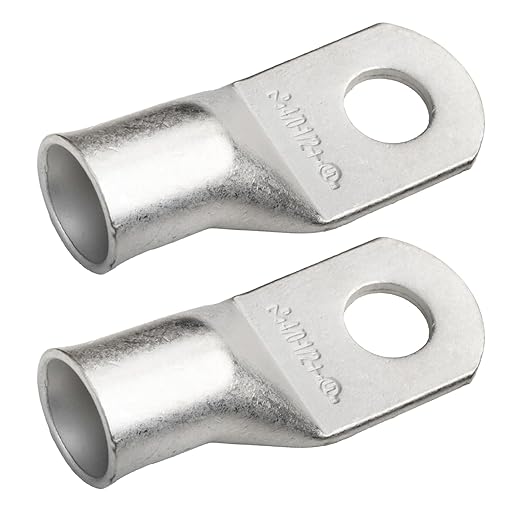 SELTERM 2pcs 4/0 AWG (XL) 1/2" Stud Tinned Copper Wire Lugs, Battery Lugs,Ring Terminals, Battery Cable Ends, 0000 Gauge Ring Terminal Connectors,UL Marine Grade Electrical Battery Terminal Connectors