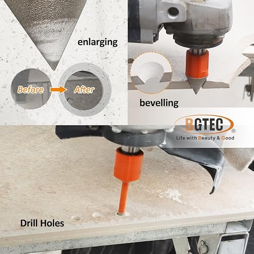 Diamond Core Drill Bit Kit BGTEC Diamond Hole Saw Tile Cutter for Porcelain Tile Ceramic Marble Brick Granite Stone, 5/8"-11 Thread Hole Saw 6/8/10mm+HEX Adapter