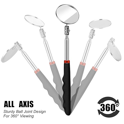 3 Pieces Telescoping Inspection Mirror Inspection Tool for Check the Condition of Vehicle, Observe the Eyelashes, Mouth and Other Small Parts(Round,3 Kinds of Size)