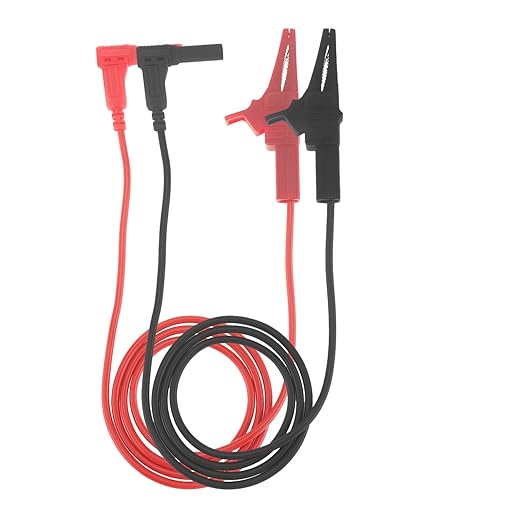 2PCS Heavy Duty Alligator Clips Test Leads, 18AWG Multimeter Alligator Clips Test Leads to Right Angle 4mm Banana Plug for Multimeter & Voltmeter, 3Ft 600V/1000V, Double Insulated ﻿ ﻿