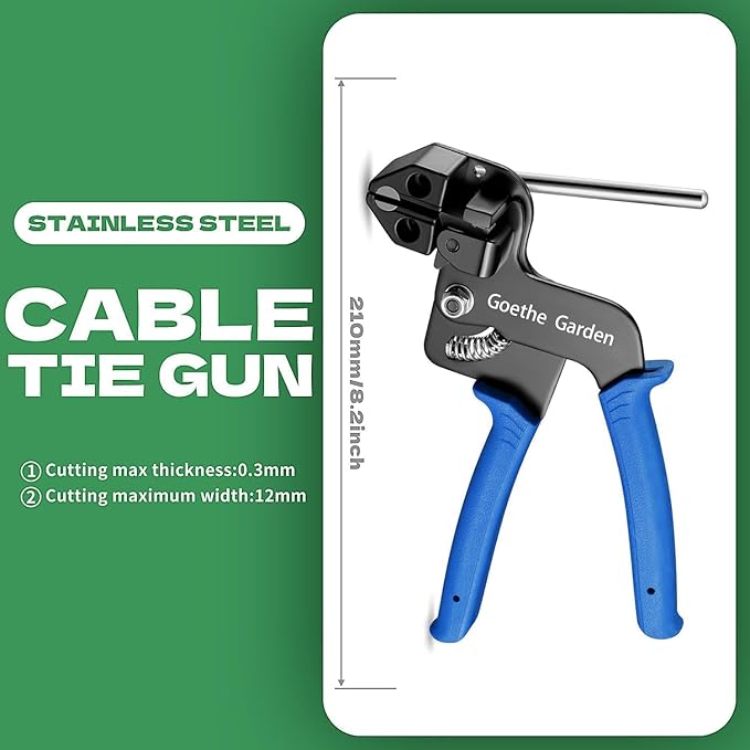 Stainless Steel Cable Tie Gun Set, with 150PCS Metal Zip Ties (Includ 6, 7.8, 9.8, 11.8 Inch), Adjustable Fastening Cutting Tie Tool Sets for Fencing, Exhaust Pipes, Automotive