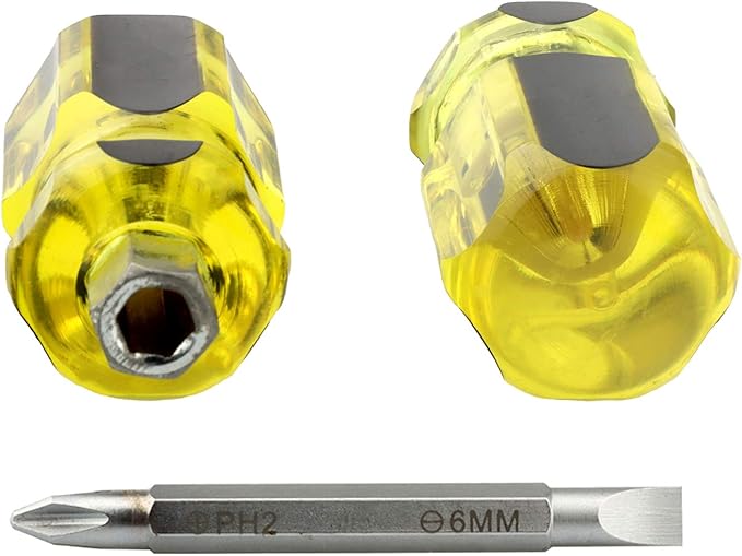 Buspoll Stubby Magnetic short Screwdriver with Phillips and Flat Heads - Perfect for DIY Repairs